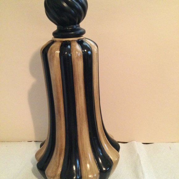 Big 15 3/4" tall ceramic jar with lid brown and black decorative jar home decor - Picture 2 of 9